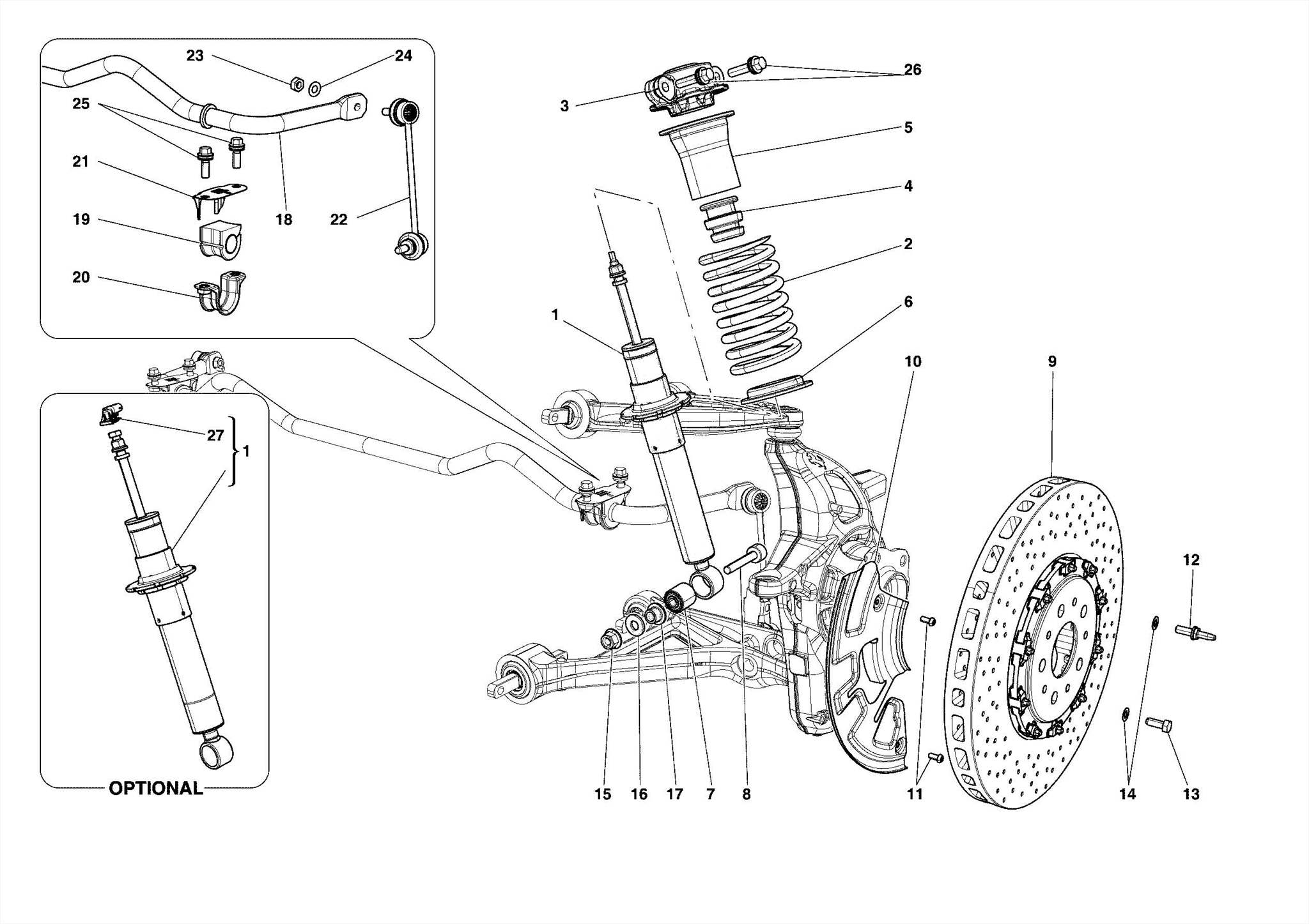0042 FRONT SUSPENSION - SHOCK ABSORBER AND BRAKE DISC