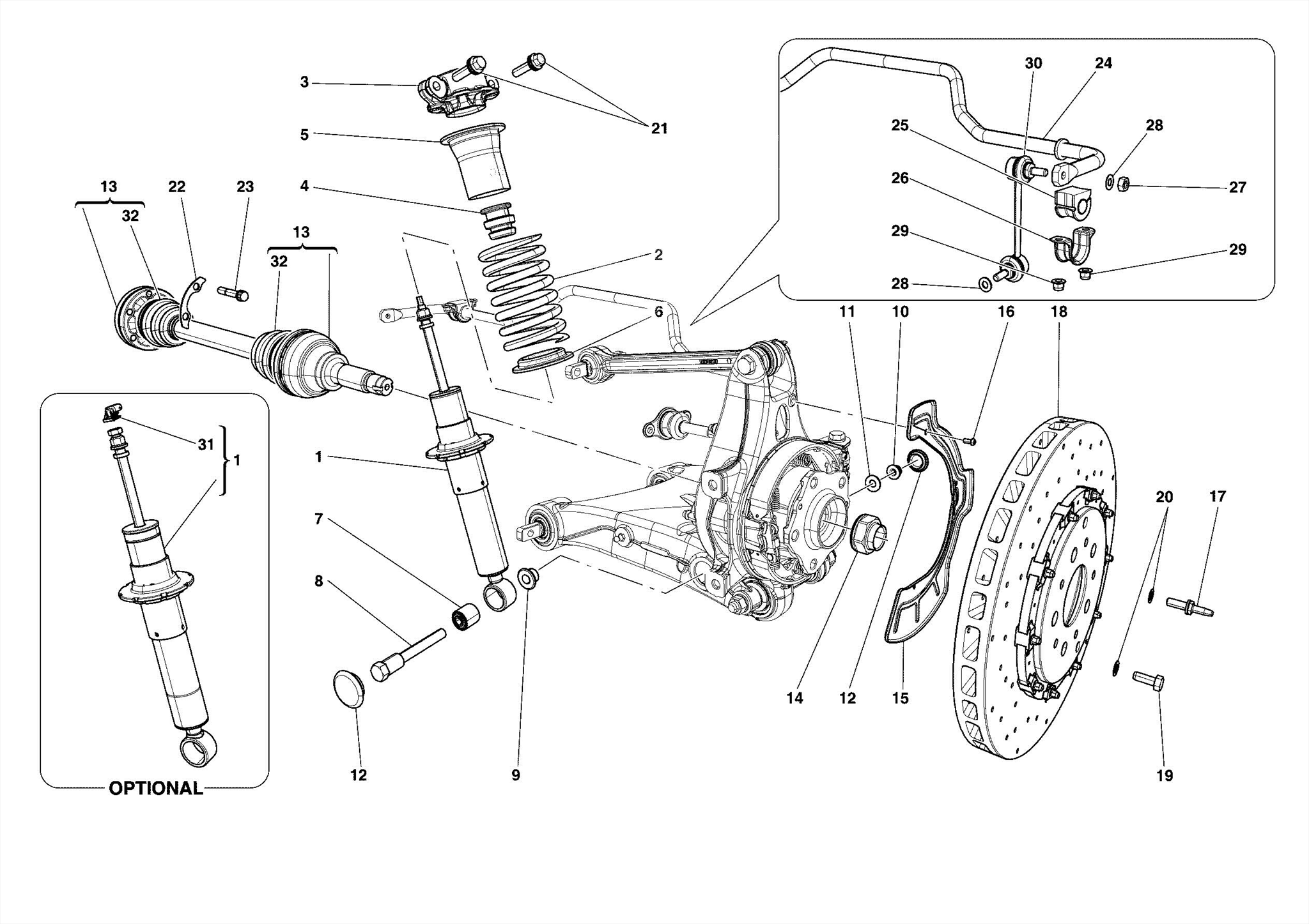 0044 REAR SUSPENSION - SHOCK ABSORBER AND BRAKE DISC