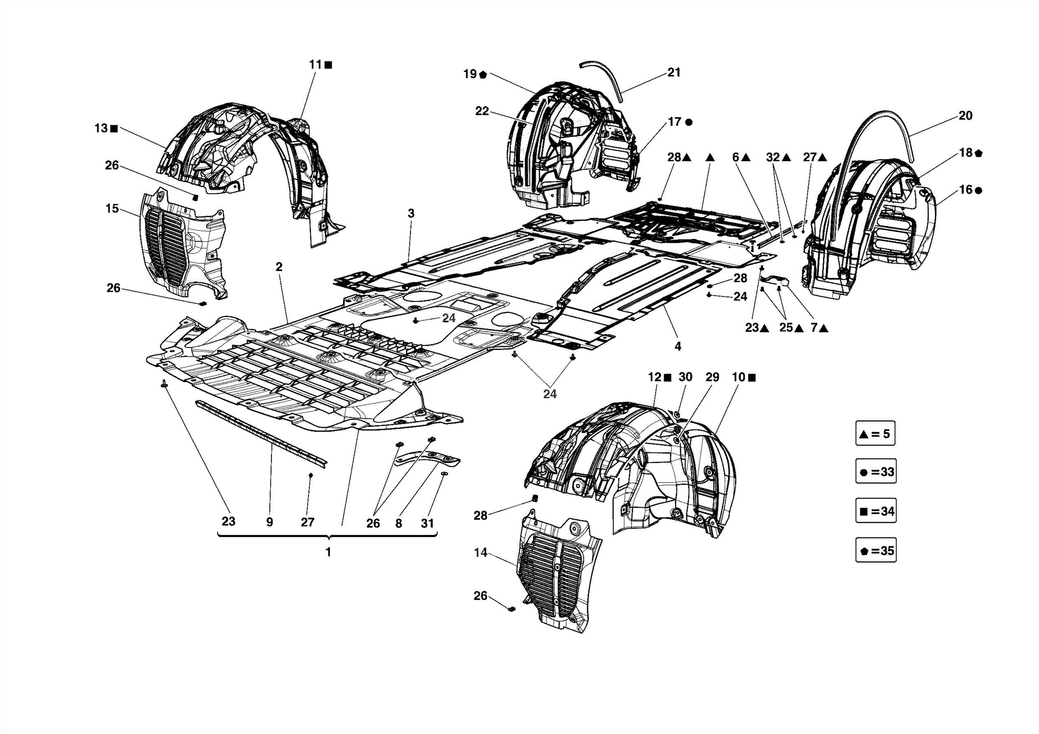0105 FLAT UNDERTRAY AND WHEELHOUSES
