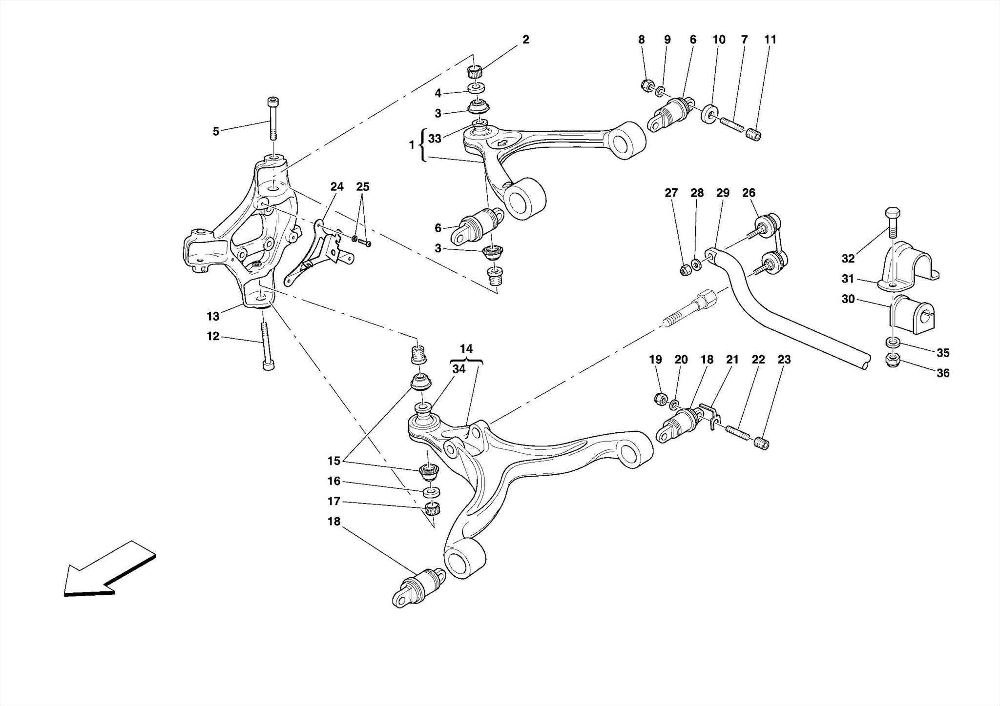 0055 FRONT SUSPENSION - ARMS AND STABILISER BAR
