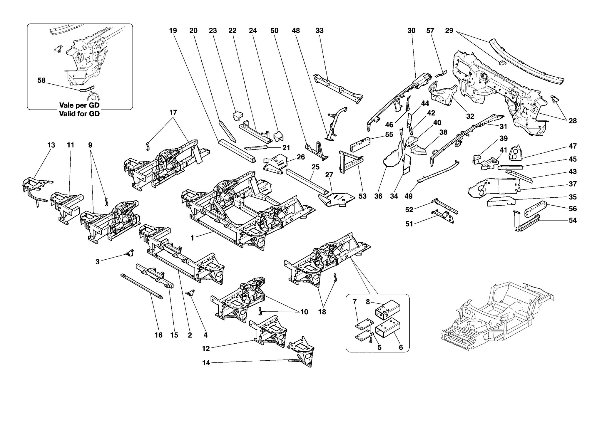 0102 STRUCTURES AND ELEMENTS, FRONT OF VEHICLE