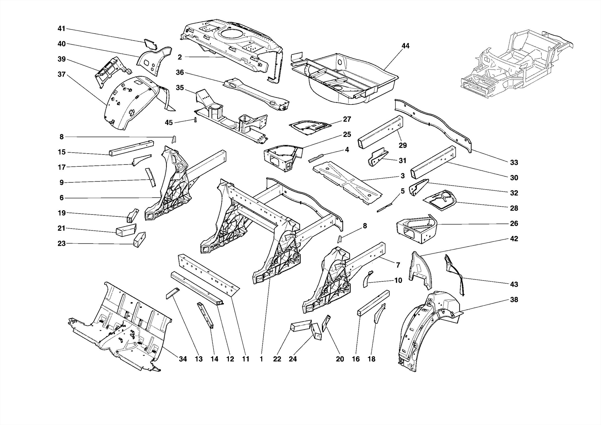 0104 STRUCTURES AND ELEMENTS, REAR OF VEHICLE
