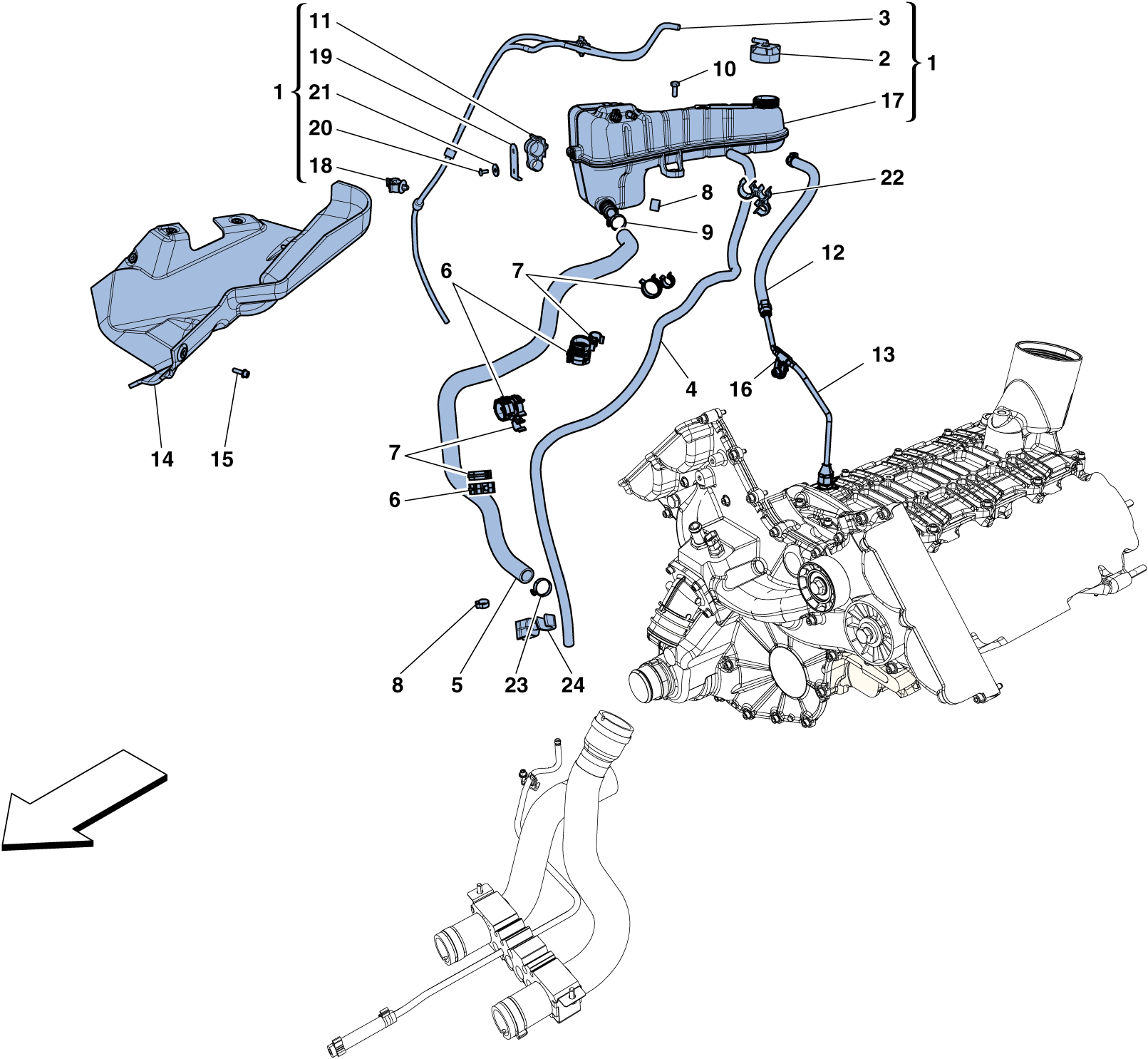 0020 - COOLING - HEADER TANK AND PIPES