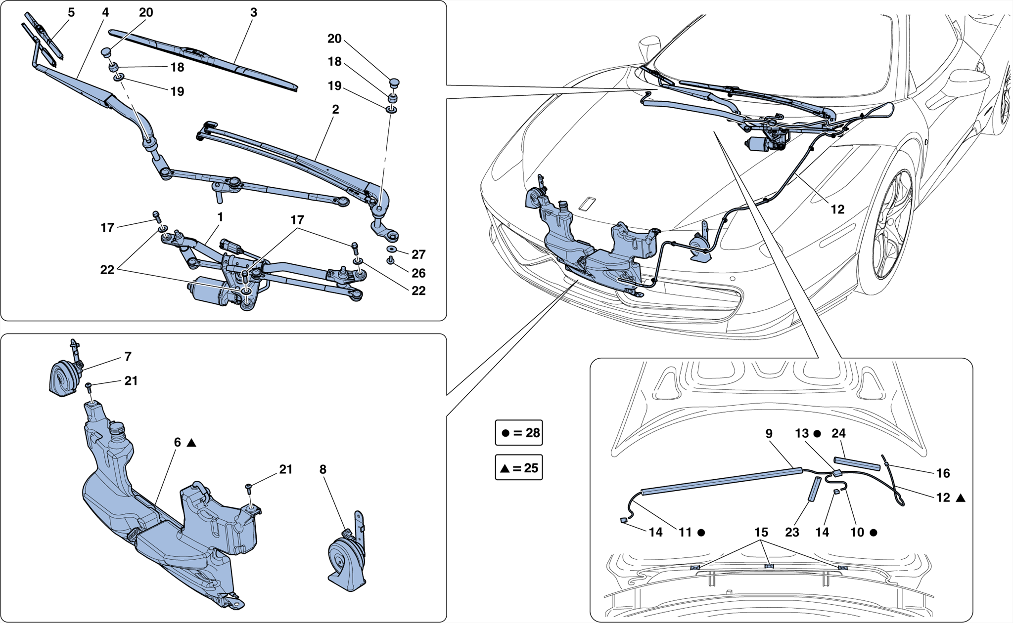 0129 - WINDSCREEN WIPER, WINDSCREEN WASHER AND HORNS
