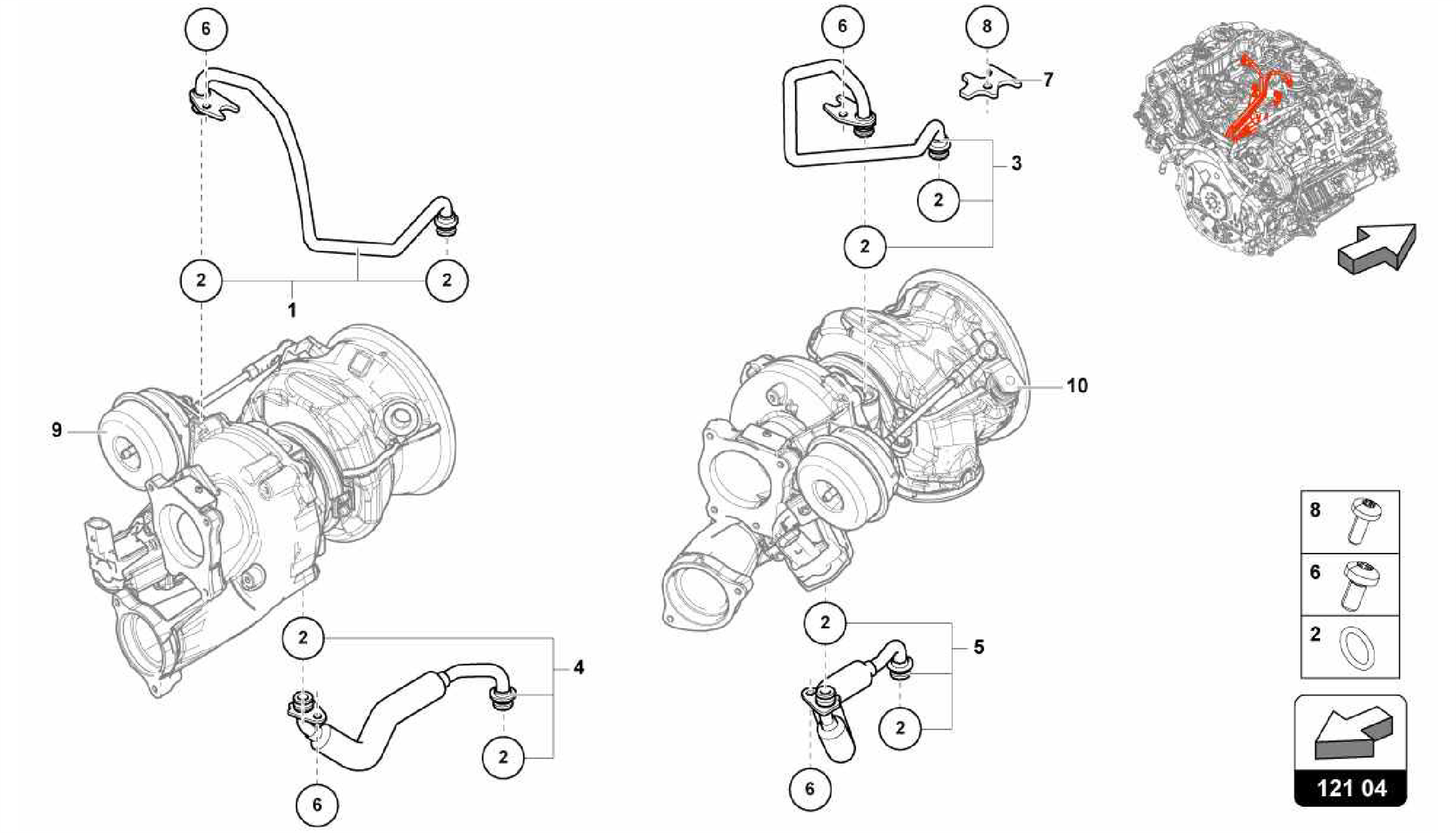 121.04.00-COOLANT COOLING SYSTEM FOR TURBOCHARGER 4.0 LTR.