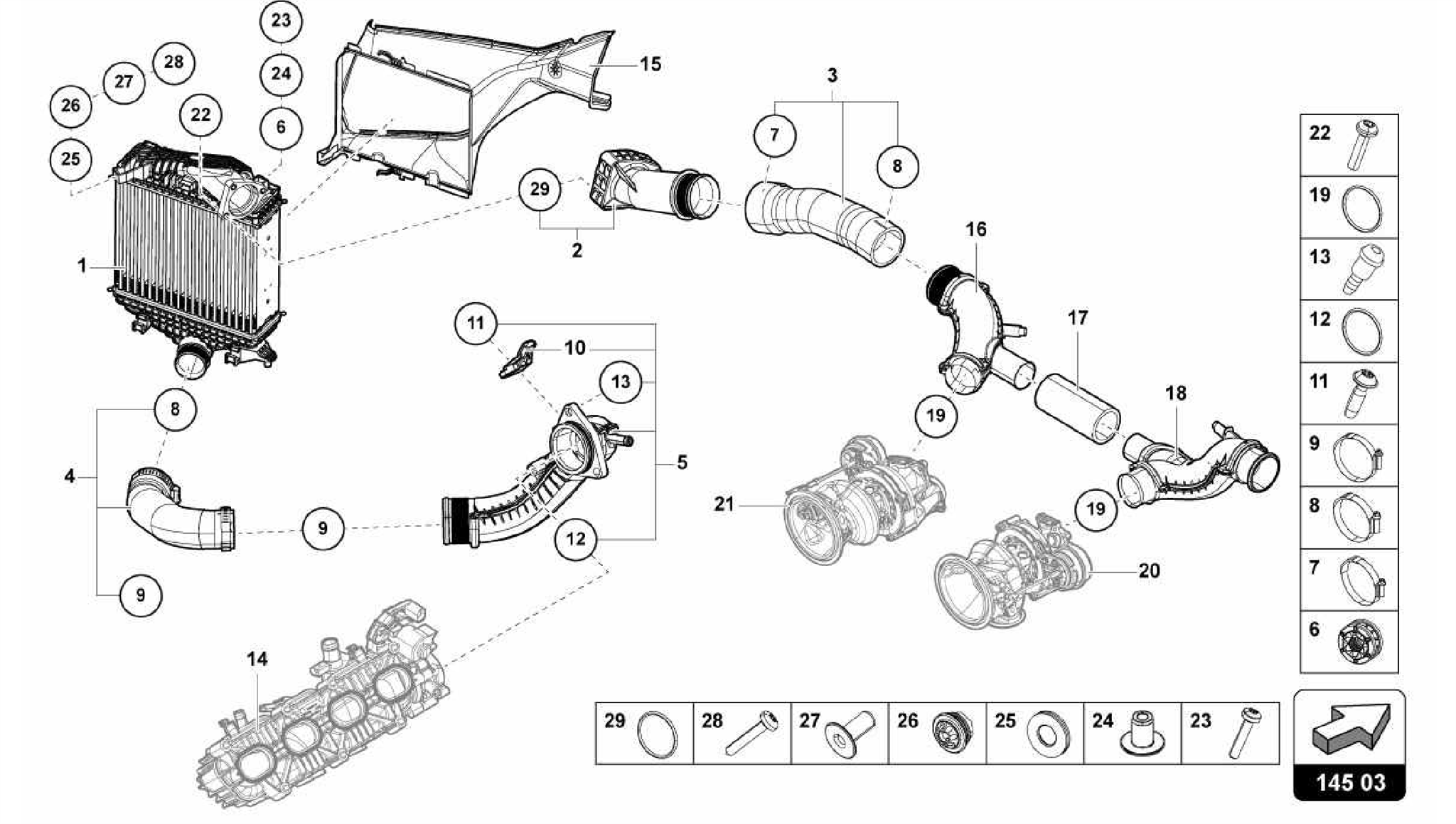 145.03.00-CHARGE AIR COOLER LEFT