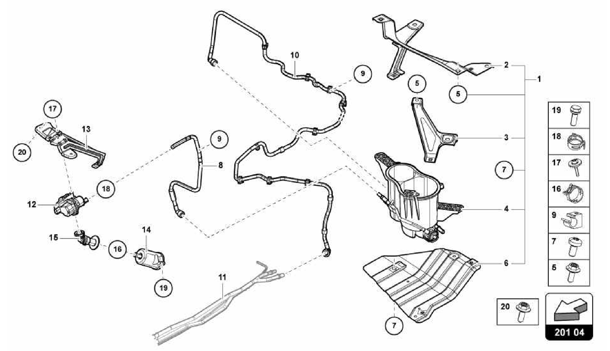 201.04.00-VAPOUR CONTAINER FOR ACTIVATED CHARCOAL CANISTER