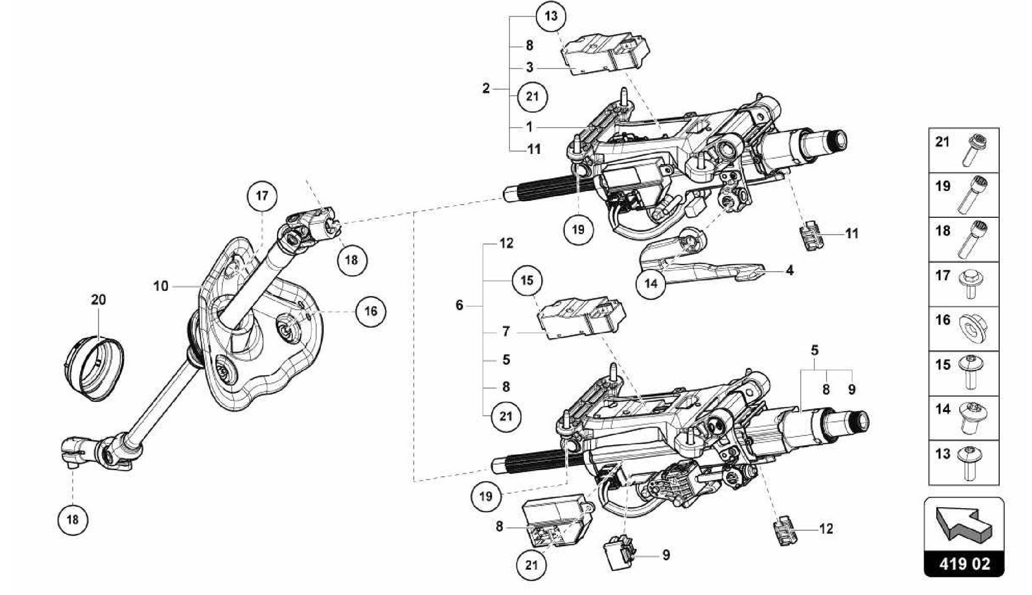419.02.00-STEERING COLUMN WITH ATTACHMENT PARTS