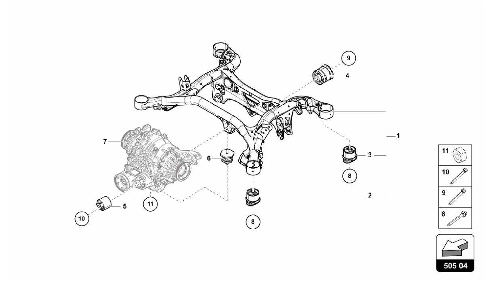 505.04.00-SUSPENSION SUB-FRAME REAR