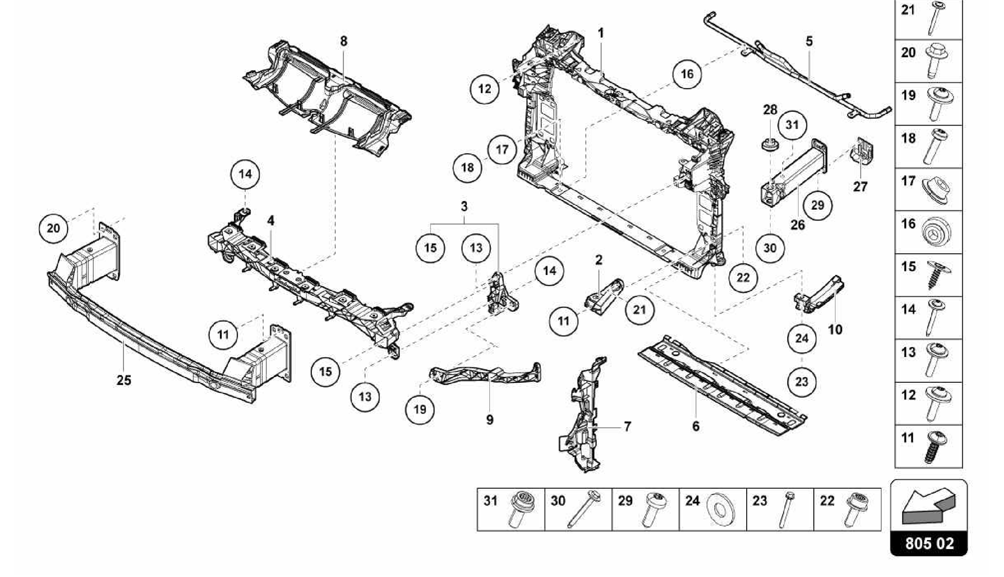 805.02.00-SUPPORT FOR COOLANT RADIATOR STANDARD