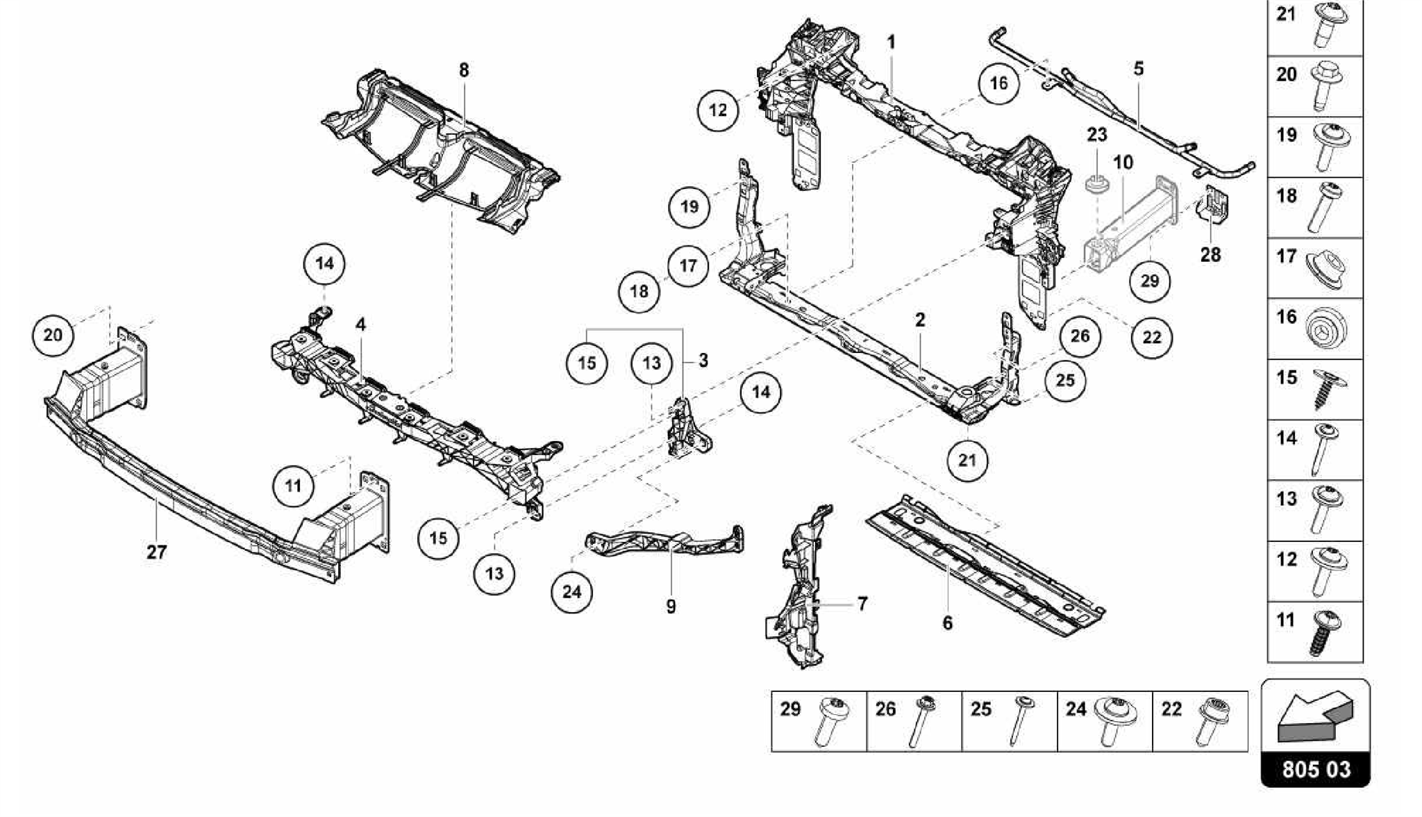 805.03.00-SUPPORT FOR COOLANT RADIATOR DUNE