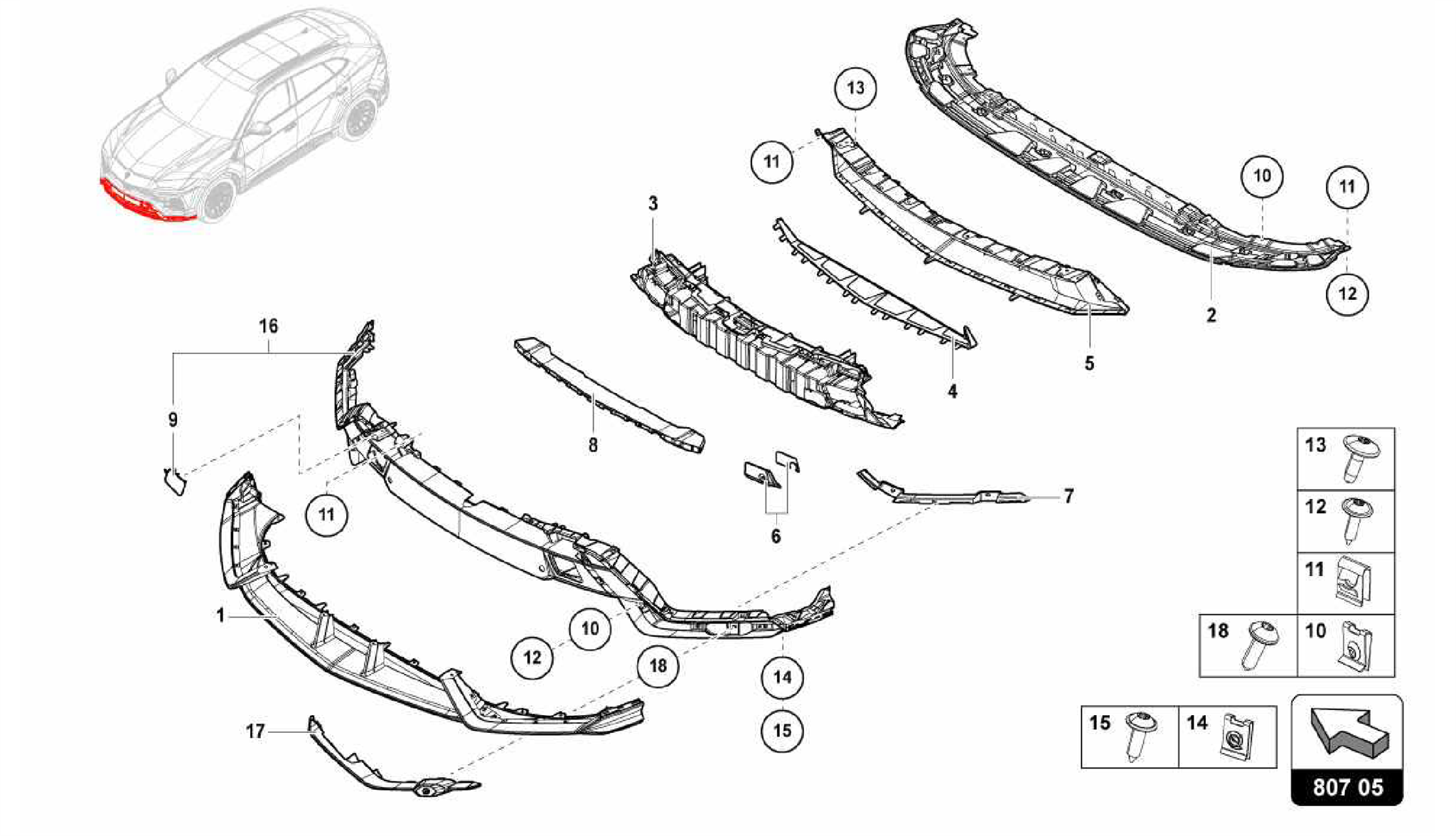 807.05.00-BUMPER, COMPLETE CARBON