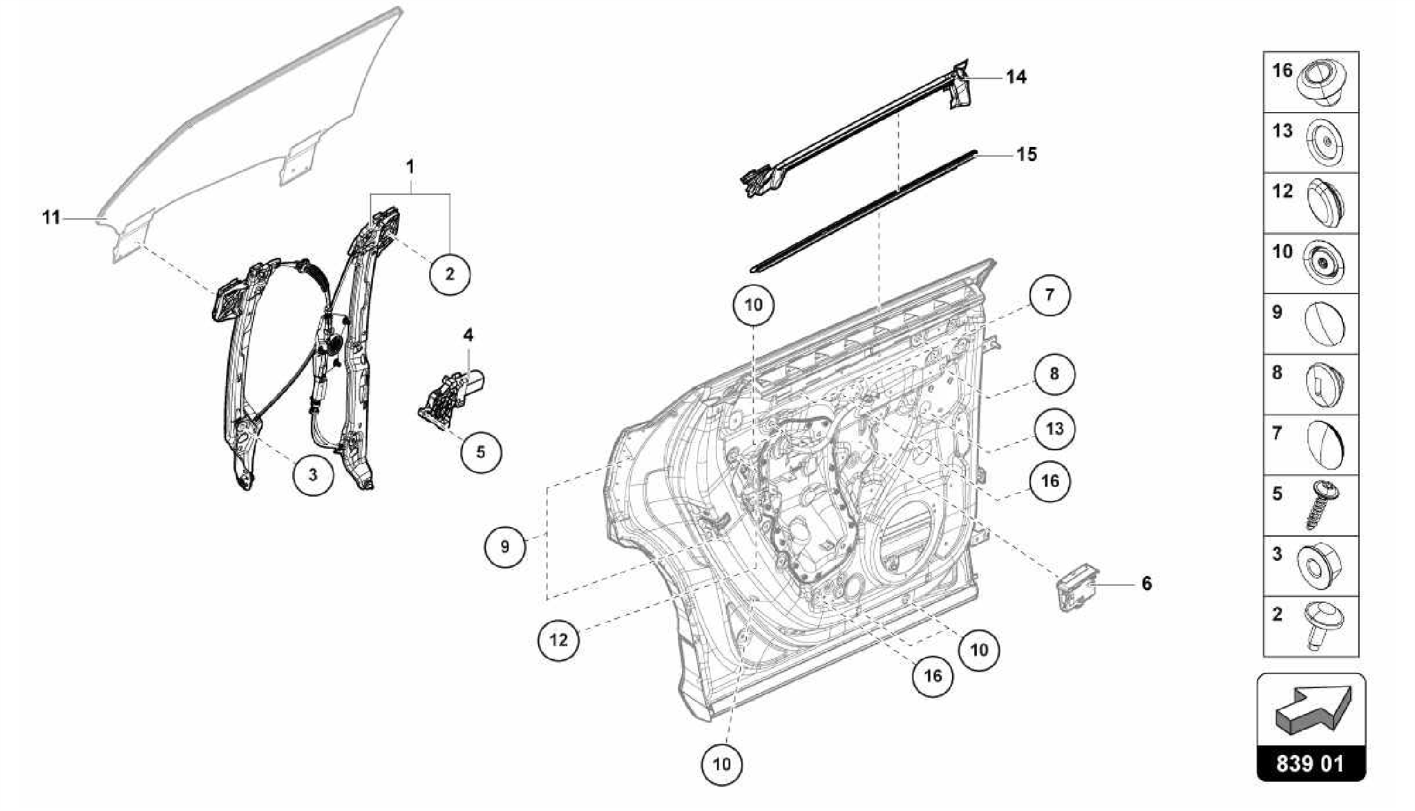 839.01.00-WINDOW REGULATOR WITH MOTOR