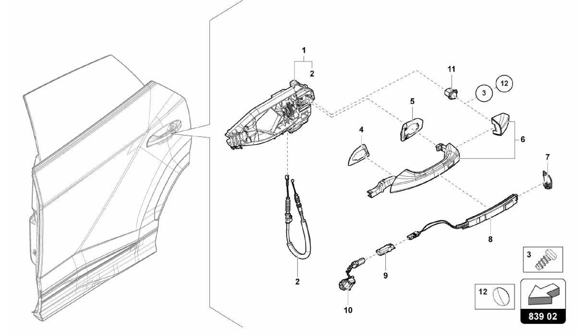 839.02.00-DOOR HANDLE, EXTERIOR REAR