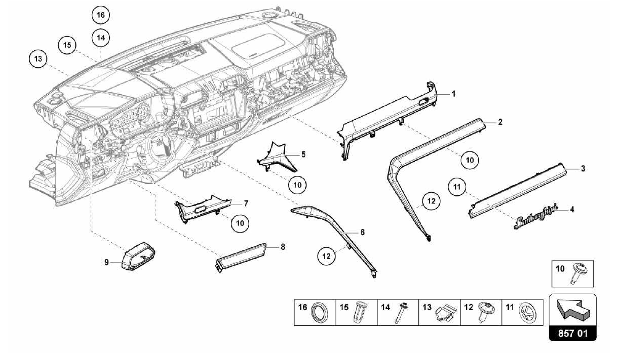 857.01.00-TRIM PANEL FOR DASH PANEL