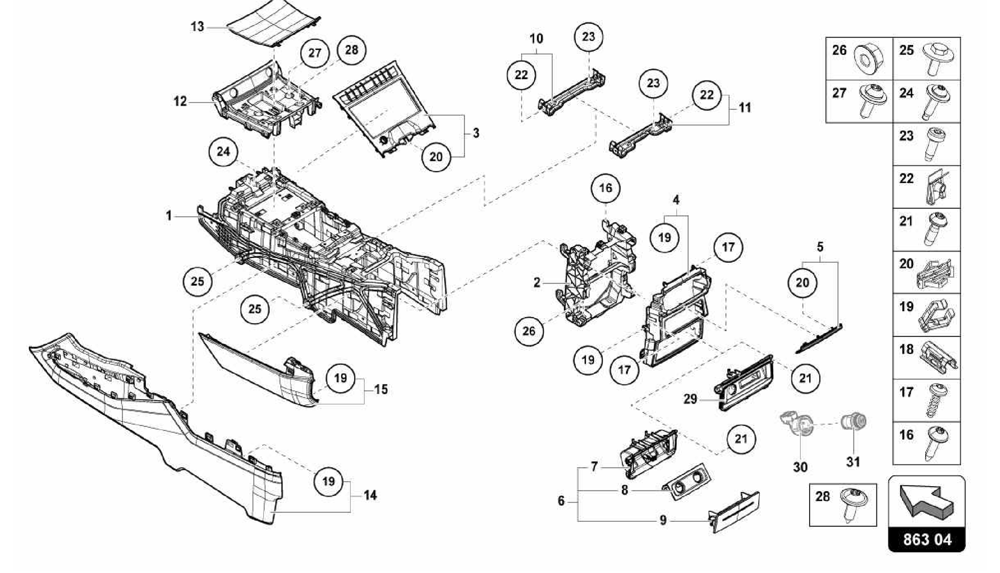 863.04.00-CENTRE CONSOLE LOWER