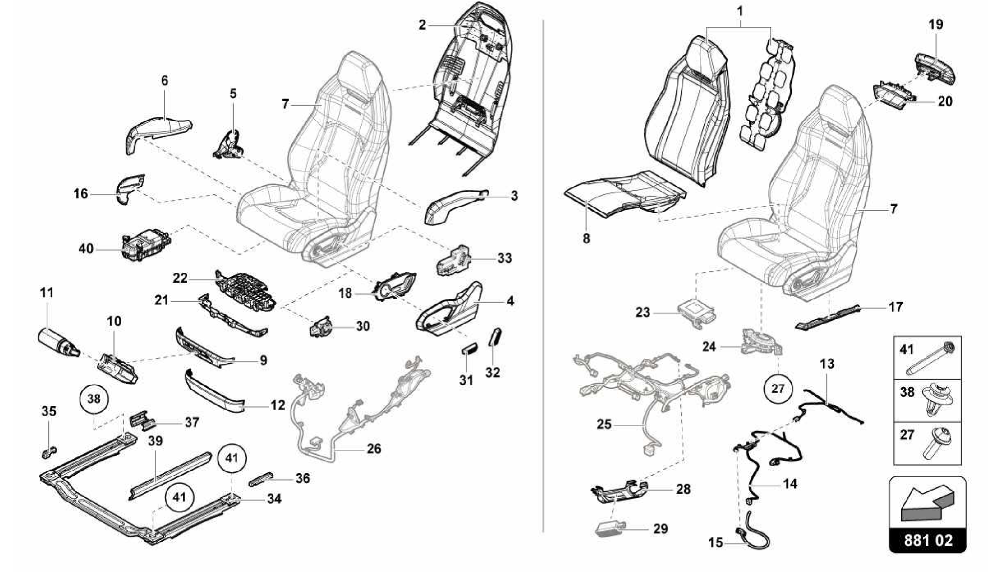 881.02.00-SEAT, DIVIDED FRONT
