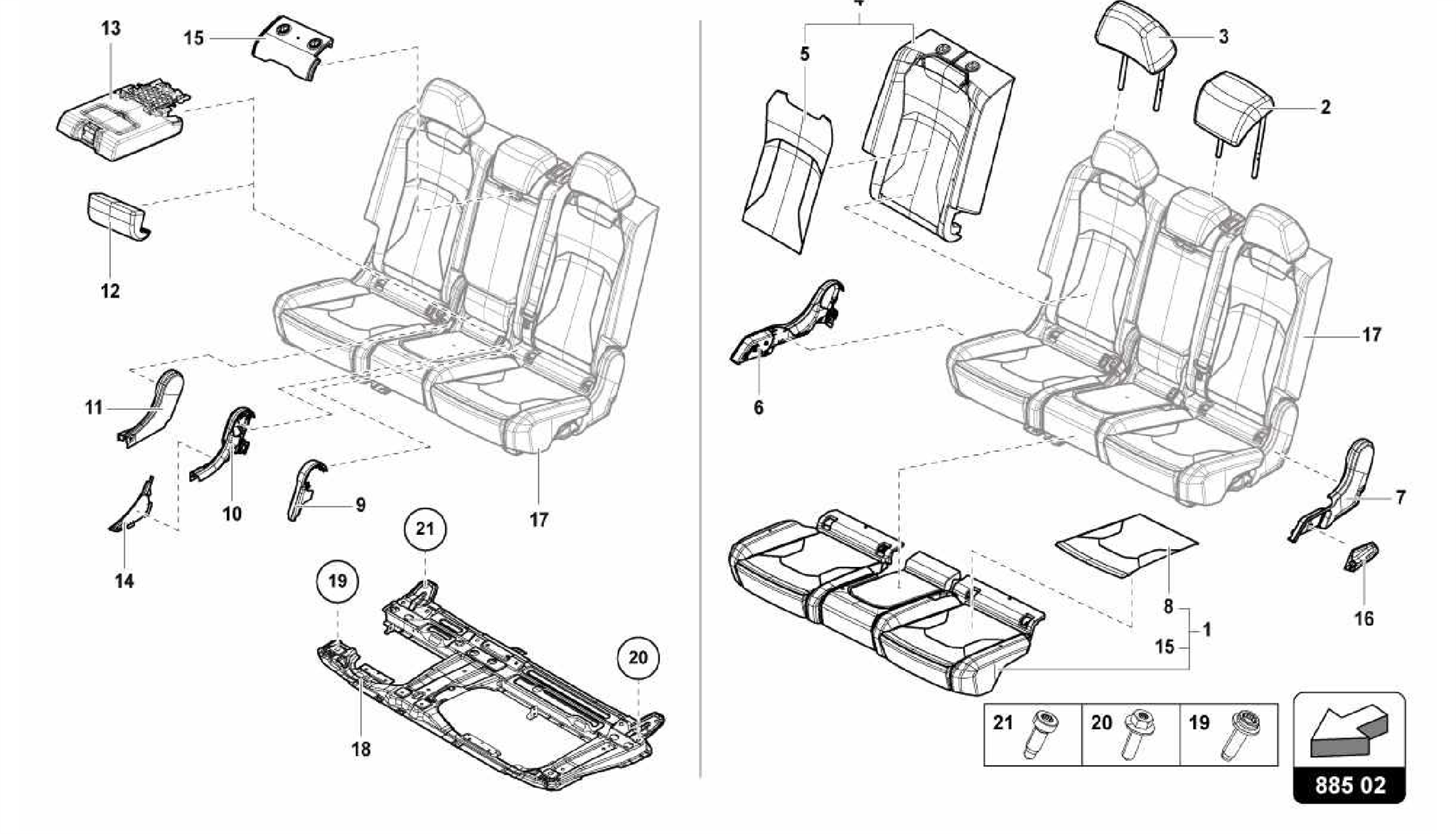885.02.00-BENCH SEAT (3-SEATER)