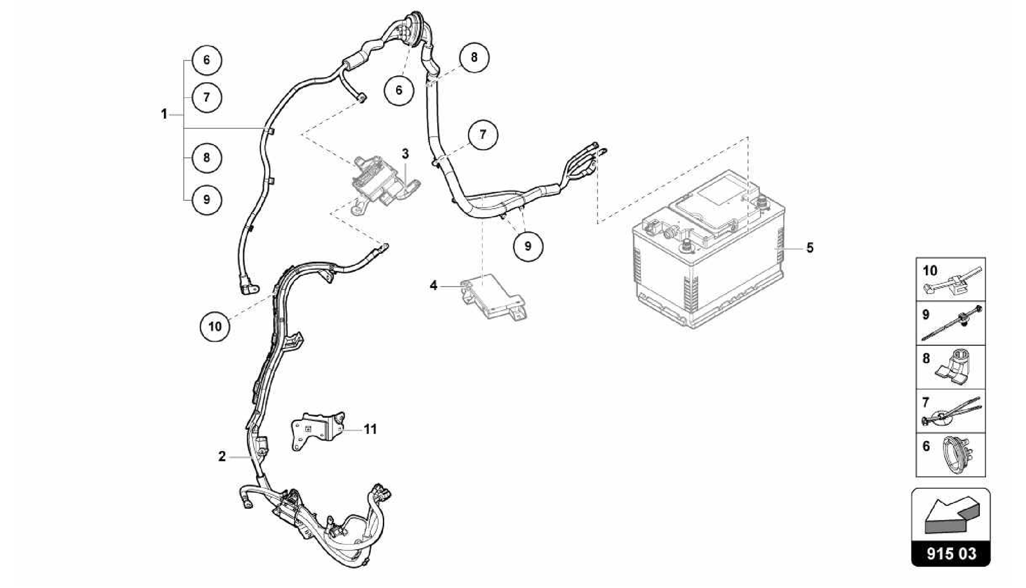 915.03.00-WIRING SET FOR BATTERY  /-