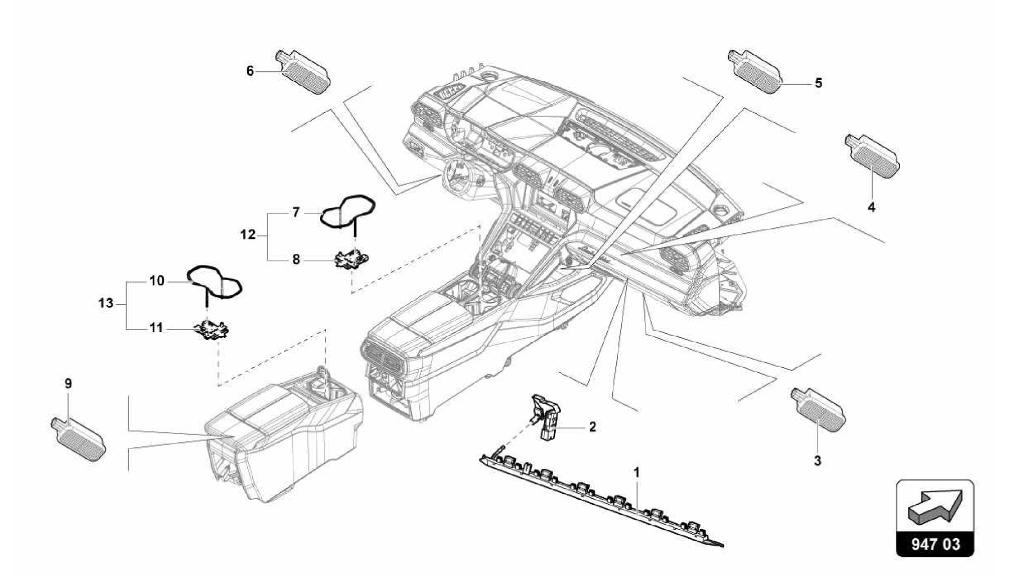 947.03.00-LIGHTING FOR CENTRE CONSOLE