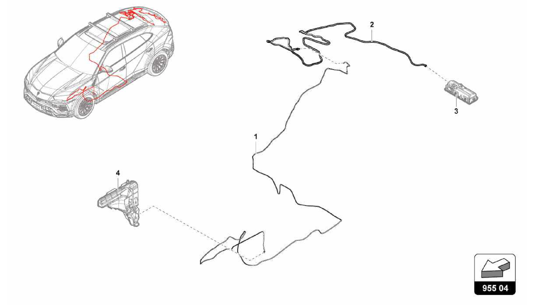 955.04.00-PIPE LINE FOR HEAD LIGHT CLEANING SYSTEM REAR