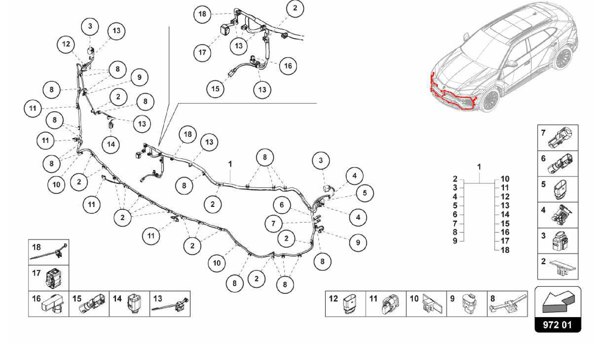 972.01.00-WIRING SET FOR BUMPER FRONT
