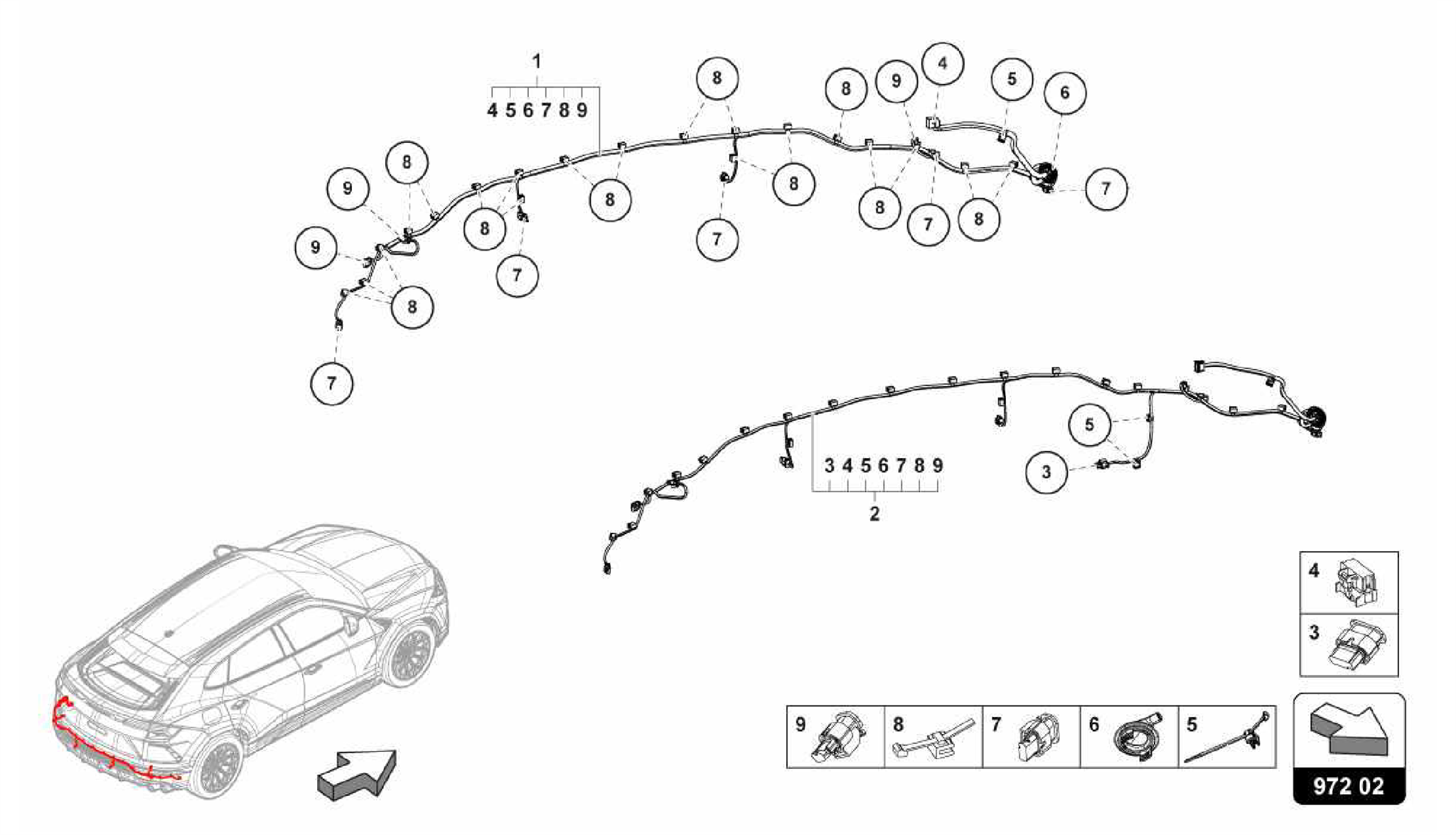 972.02.00-WIRING SET FOR BUMPER REAR