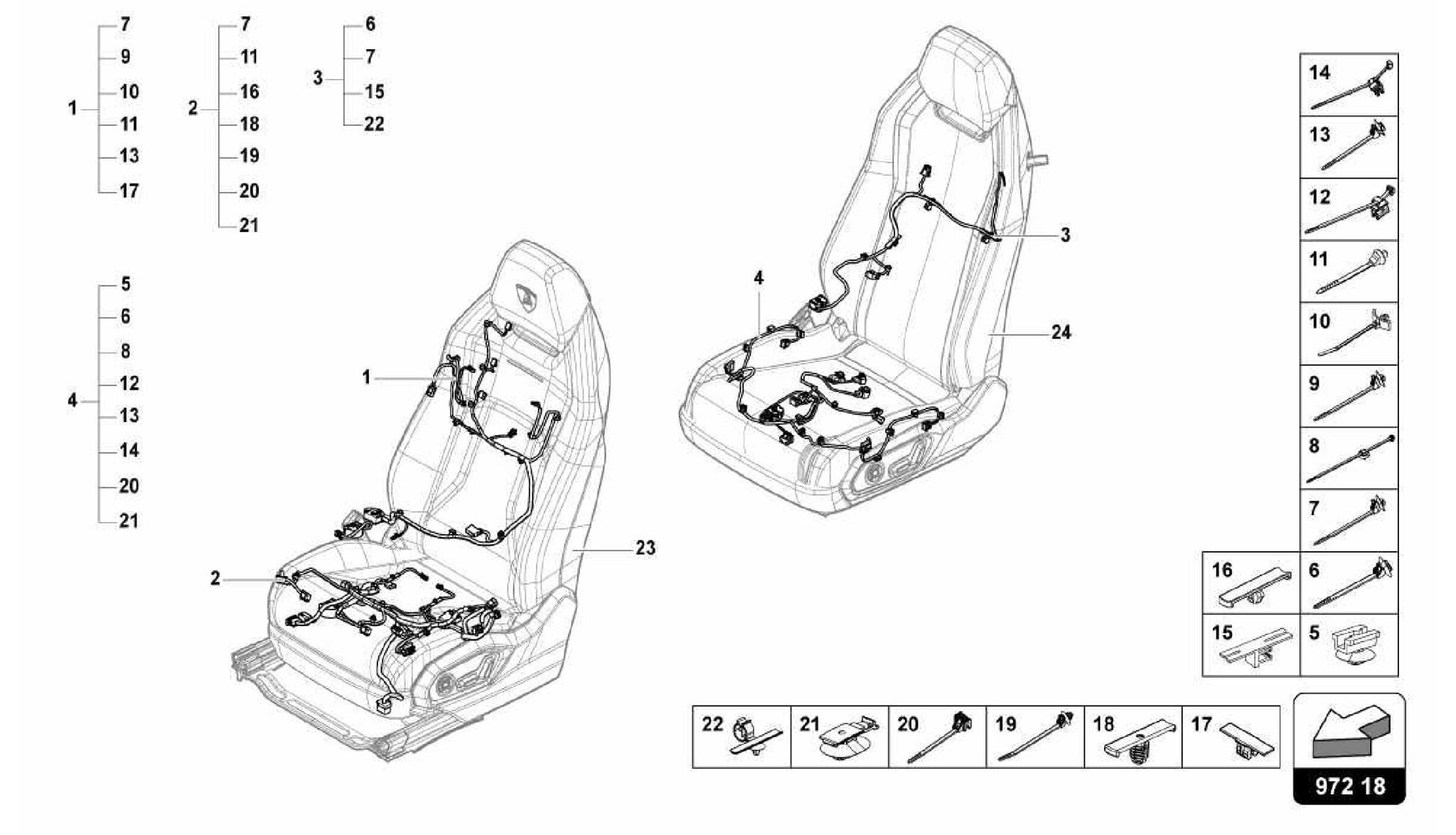 972.18.00-WIRING HARNESS FOR ELECTRICALLY ADJUSTABLE SEAT