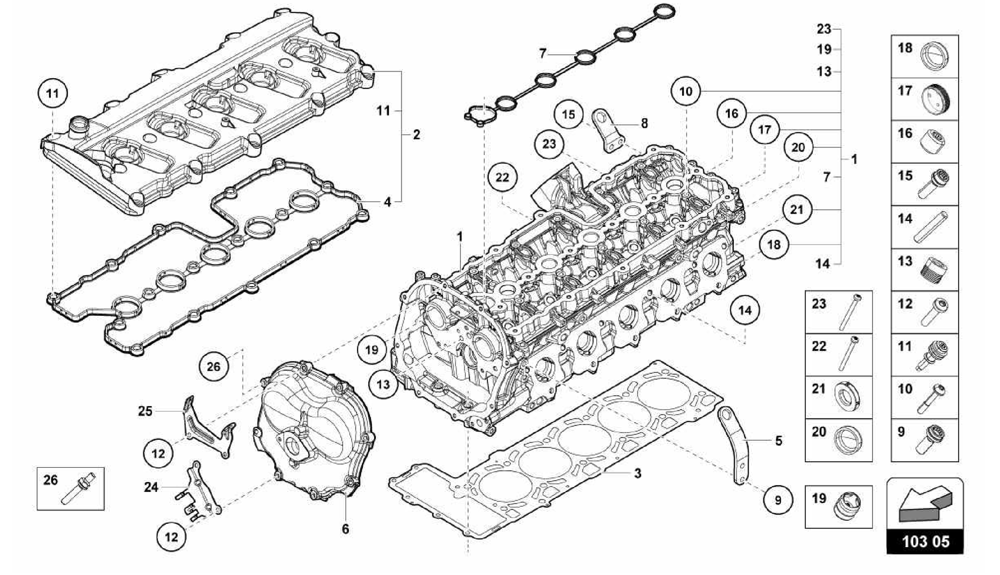 103.05.00-COMPLETE CYLINDER HEAD RIGHT