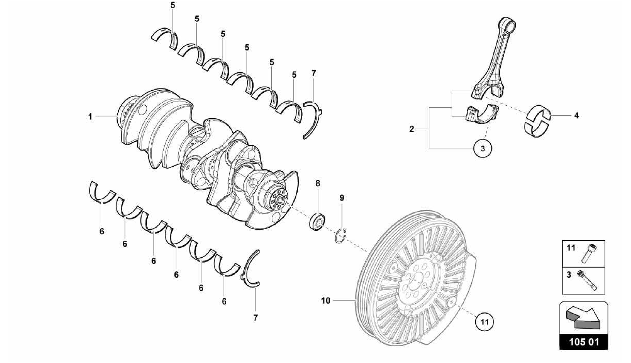 105.01.00-CRANKSHAFT WITH BEARINGS