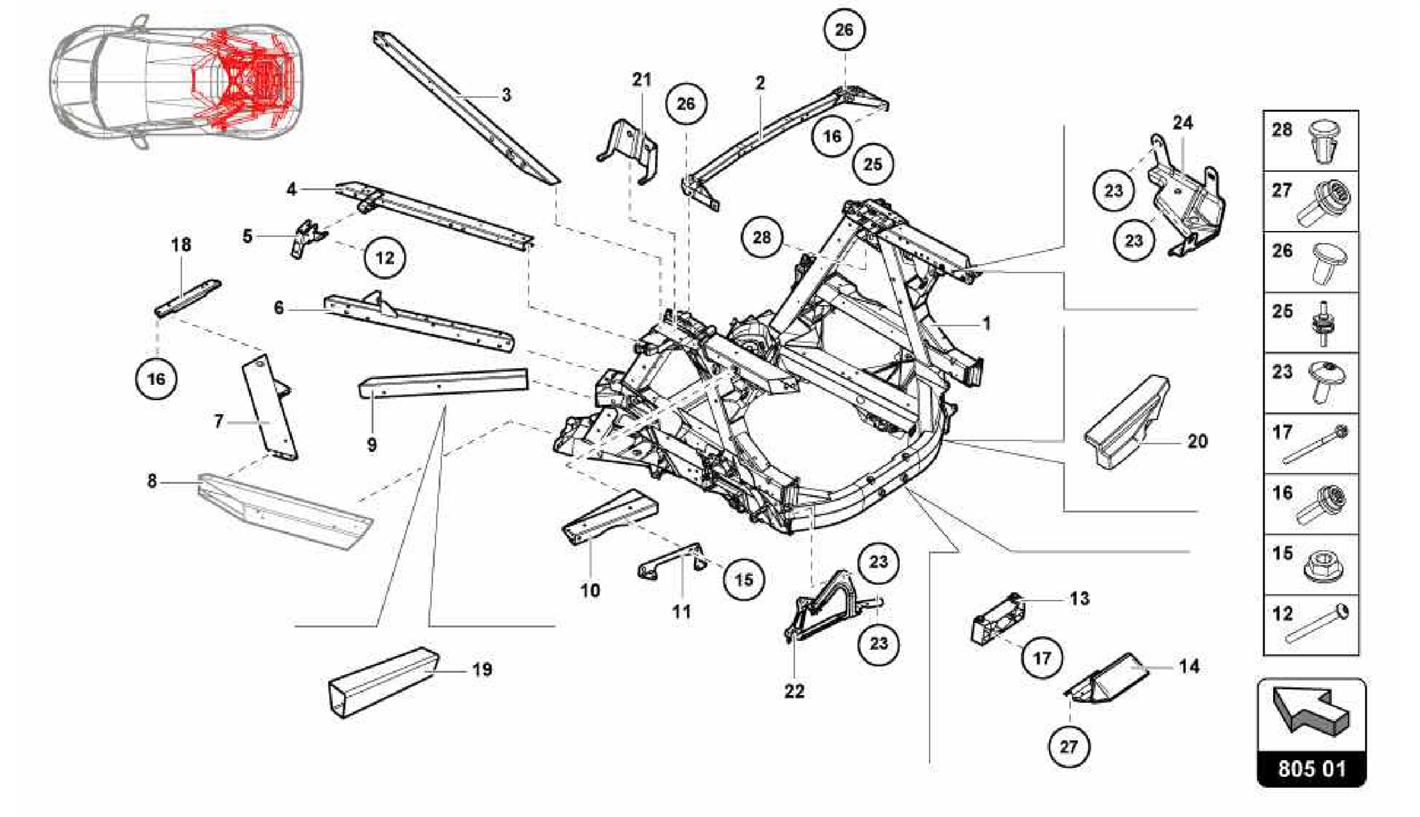 805.01.00-CHASSIS REAR, INNER