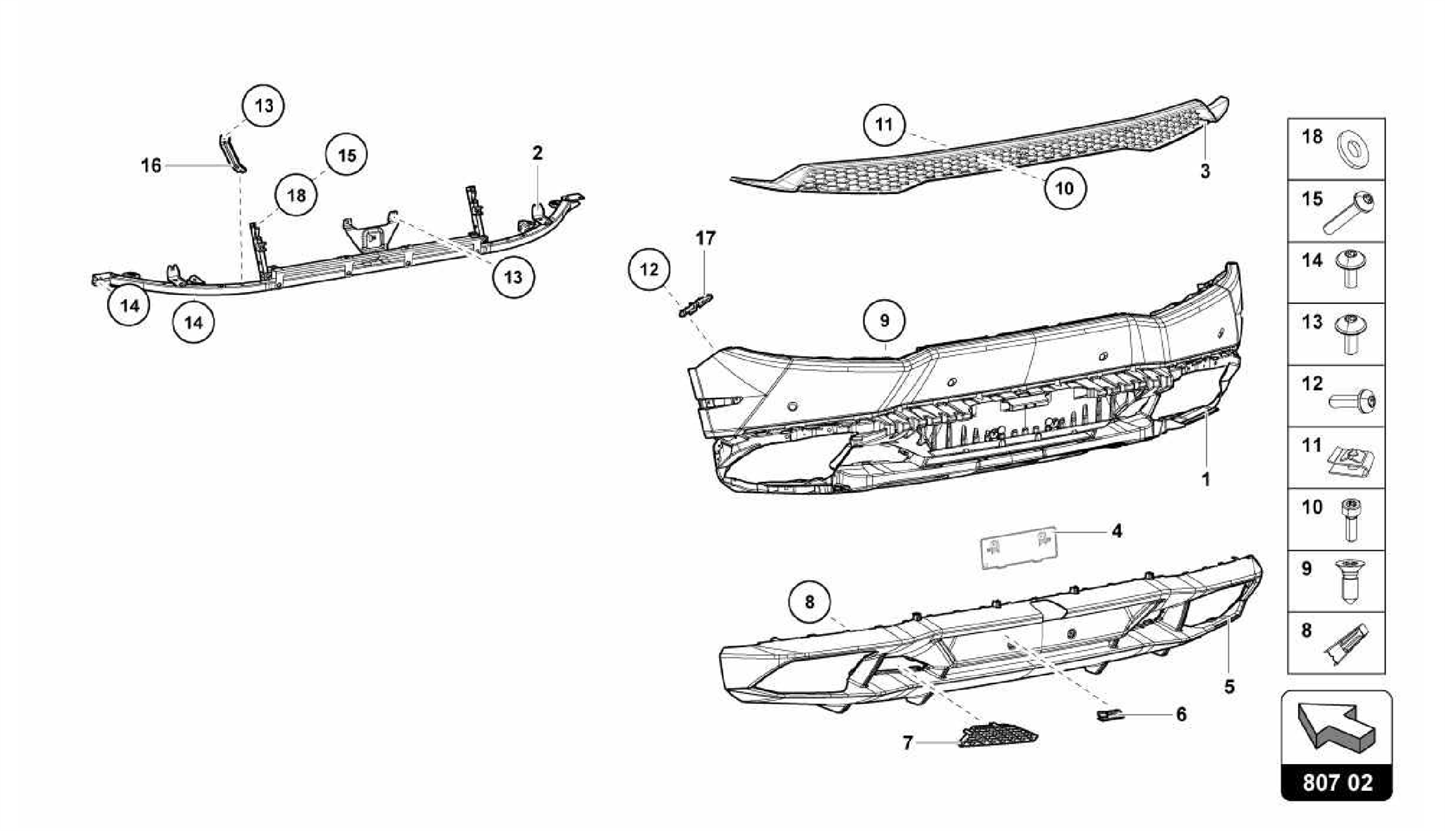 807.02.00-BUMPER, COMPLETE REAR
