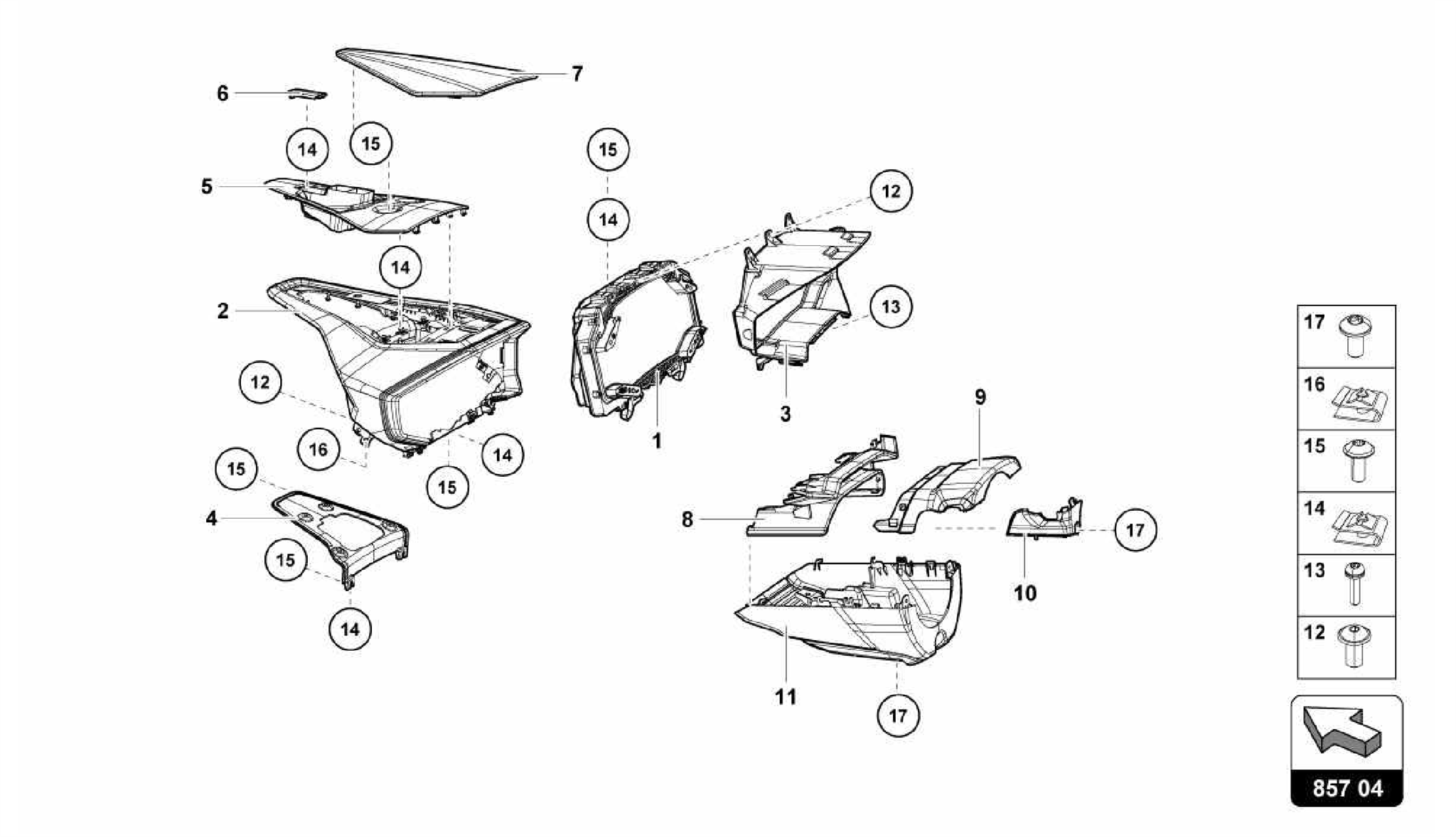 857.04.00-INSTRUMENT HOUSING FOR REV COUNTER AND DAILY DISTANCE RECORDER
