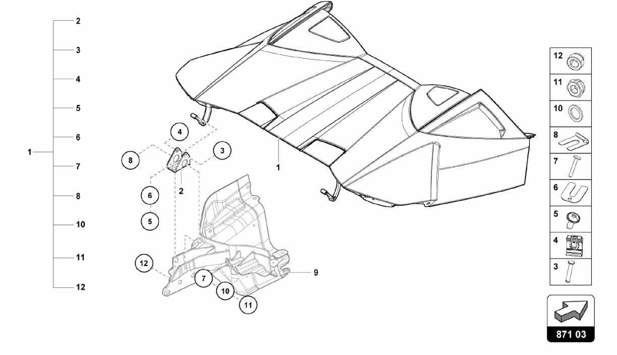 871.03.00-CABRIO TOP STOWAGE BOX COVER