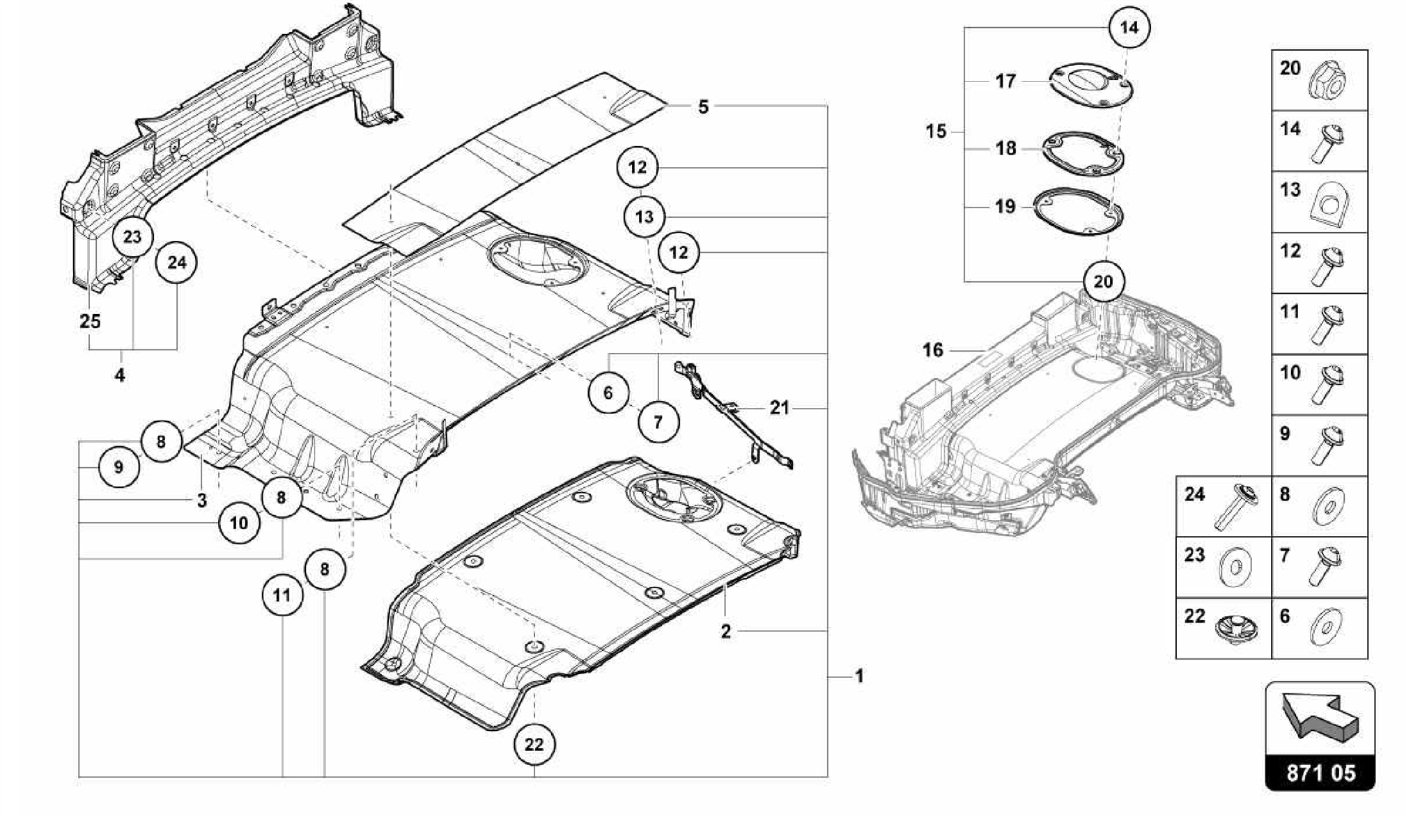 871.05.00-SOFT TOP BOX TRAY SINGLE PARTS