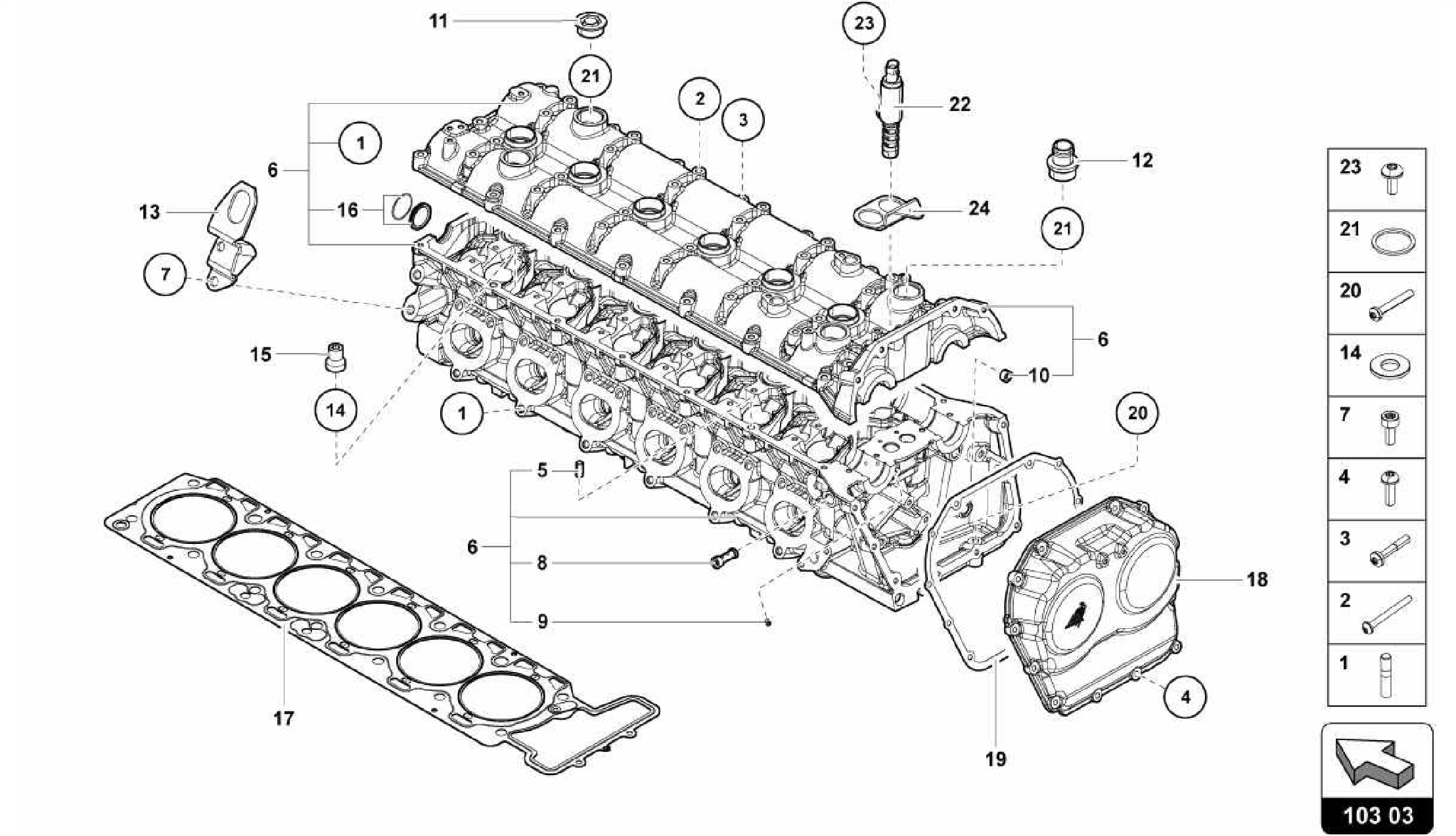 103.03.00-CYLINDER HEAD WITH STUDS AND CENTERING SLEEVES
