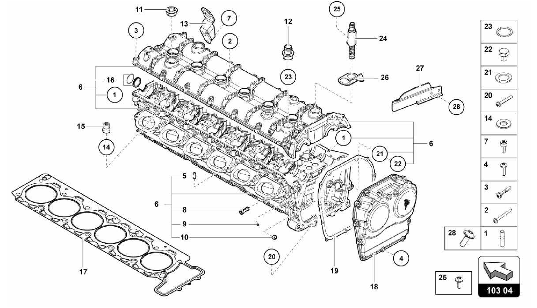 103.04.00-CYLINDER HEAD WITH STUDS AND CENTERING SLEEVES