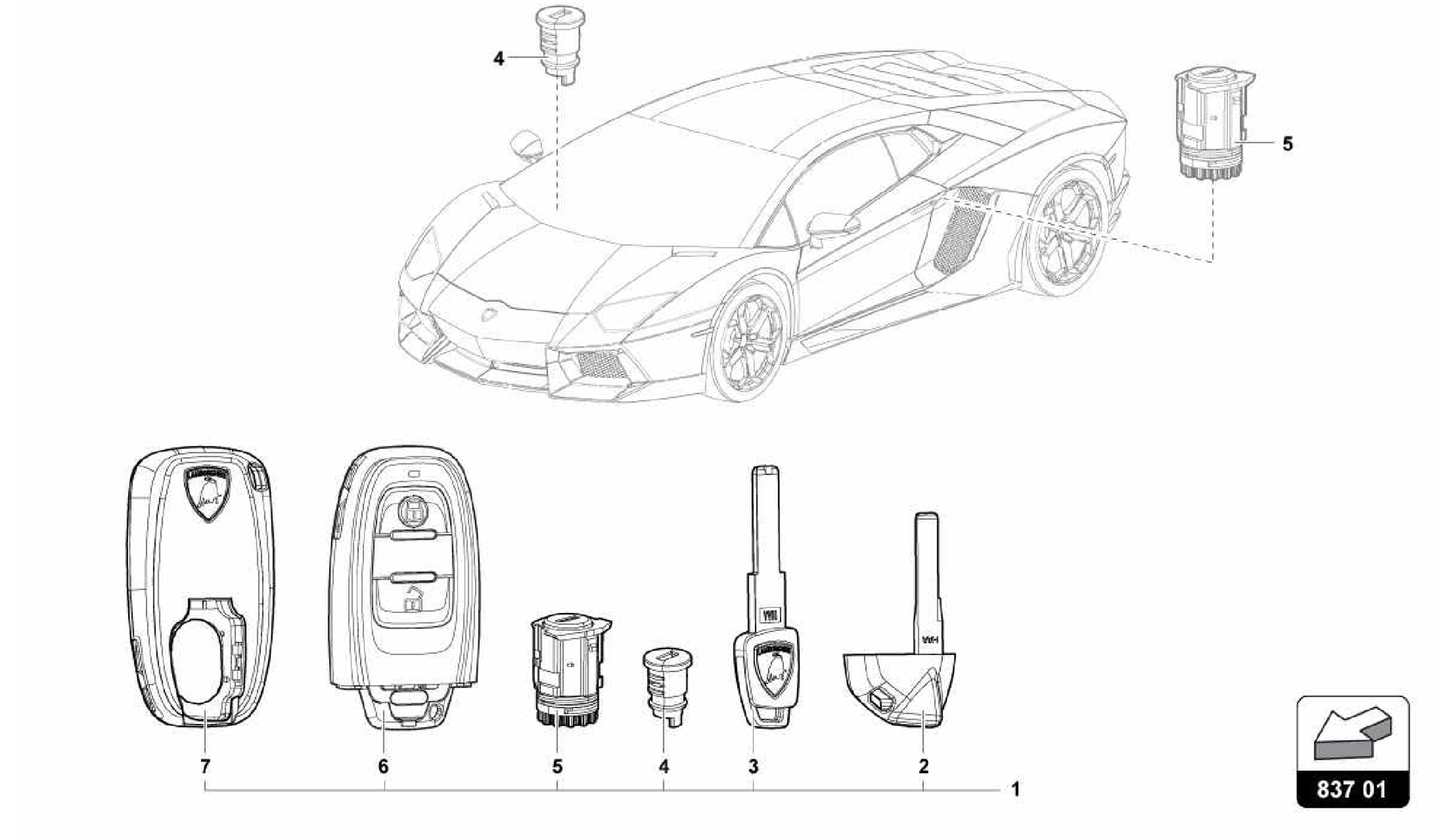 837.01.00-LOCK CYLINDER WITH KEYS