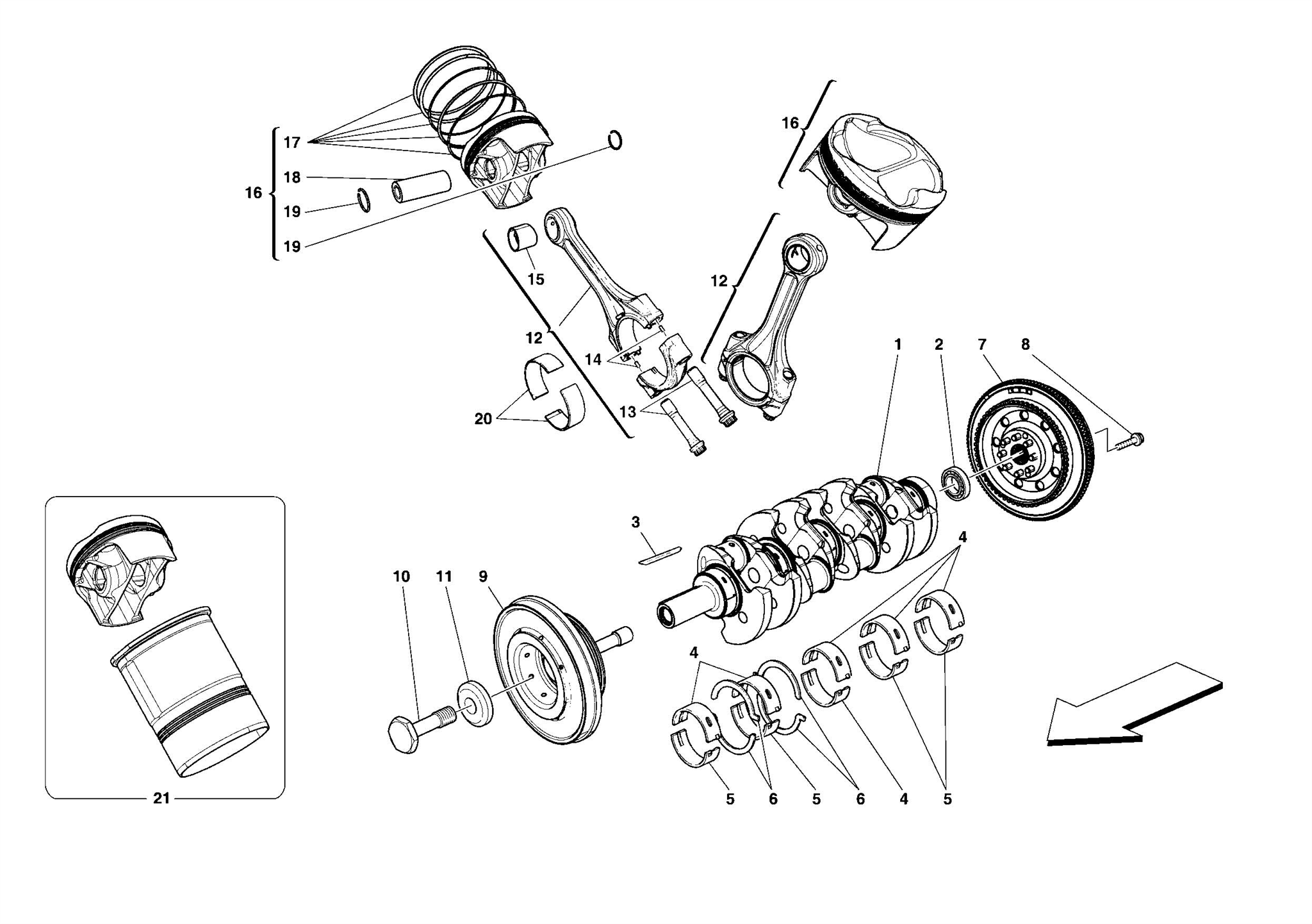 0002 - CRANKSHAFT - CONNECTING RODS AND PISTONS