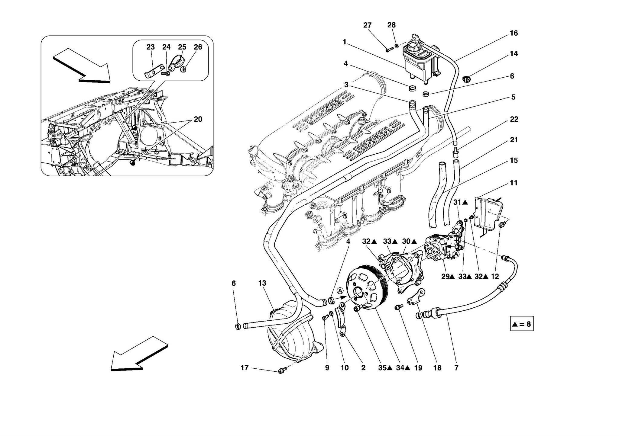 0033 - POWER STEERING PUMP AND RESERVOIR