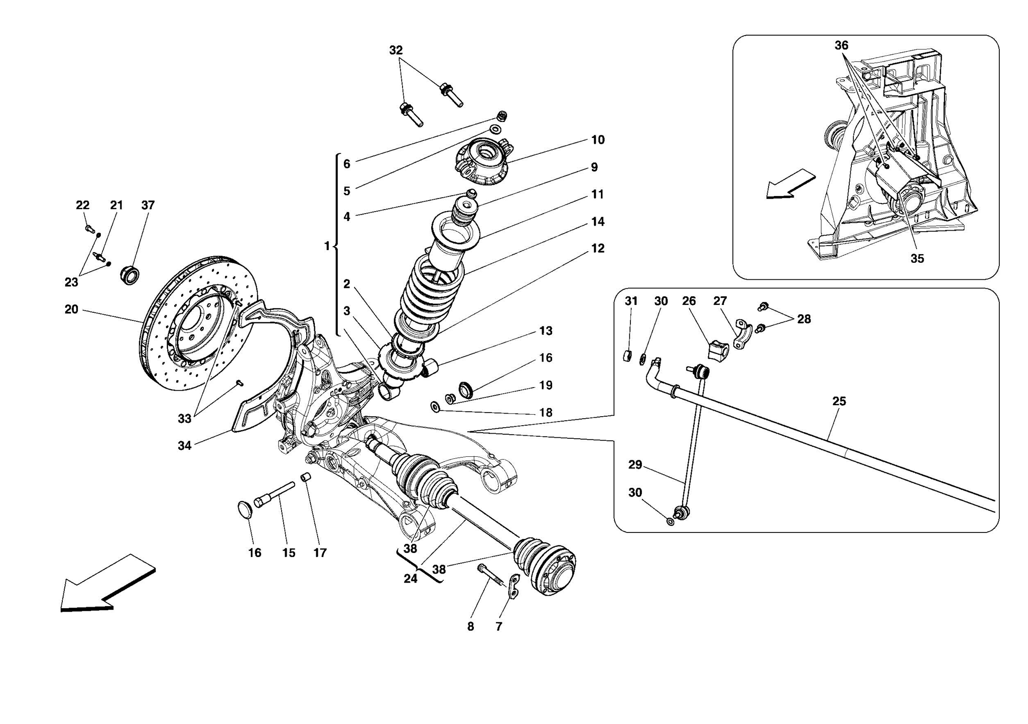 0036 - REAR SUSPENSION - SHOCK ABSORBER AND BRAKE DISC