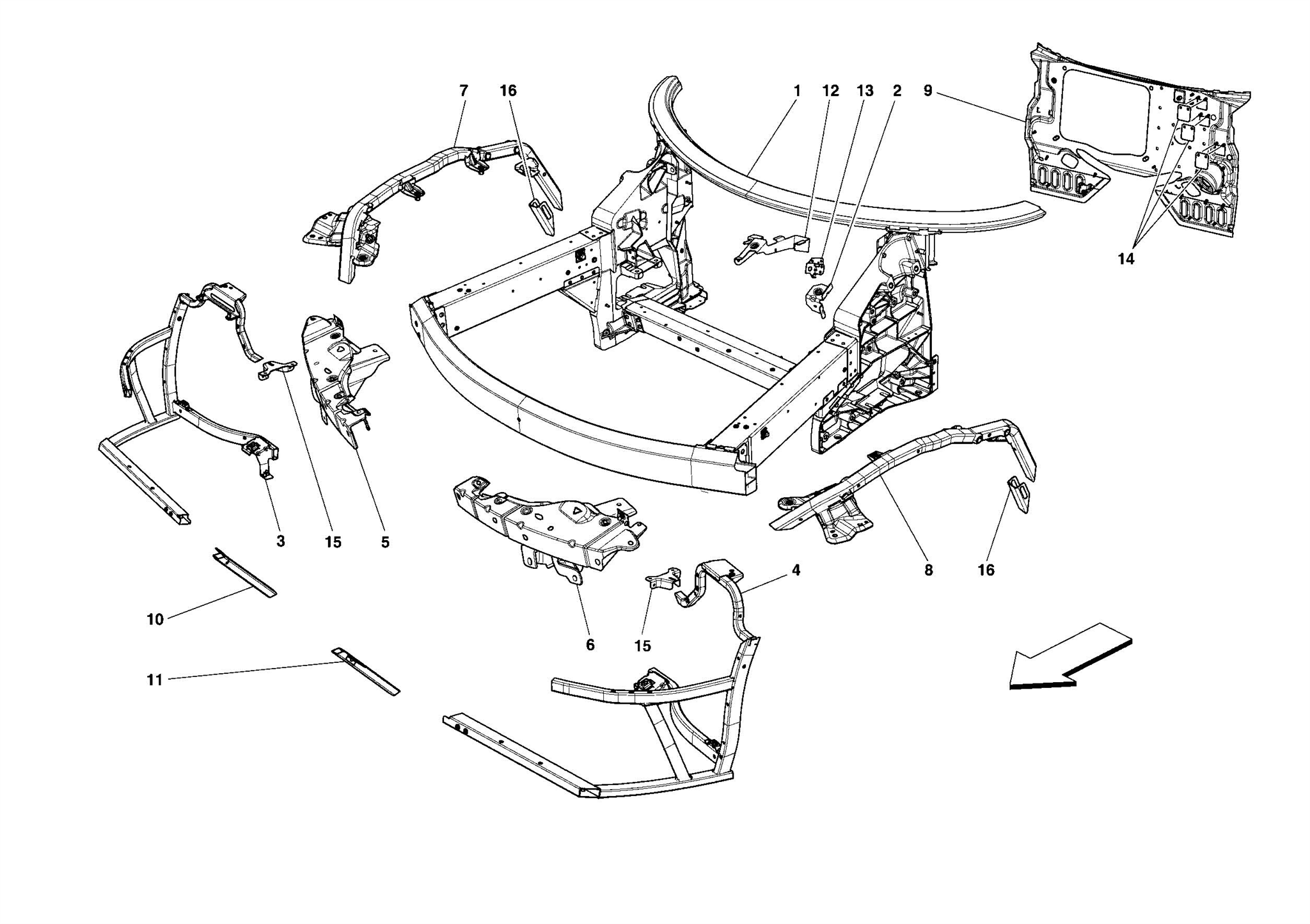 0101 - CHASSIS - COMPLETE FRONT STRUCTURE AND PANELS