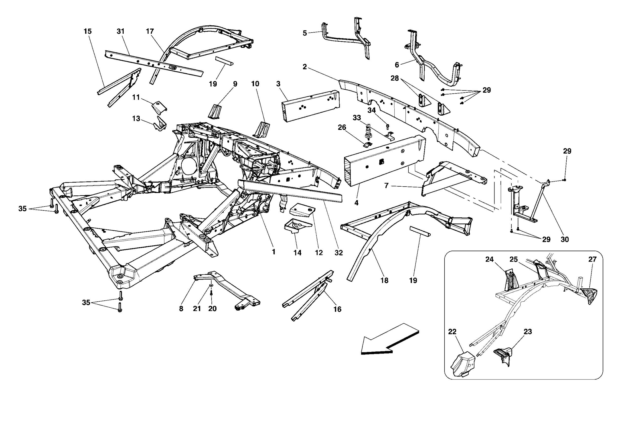 0104 - CHASSIS - STRUCTURE, REAR ELEMENTS AND PANELS