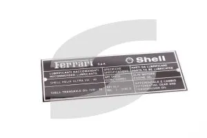 Ferrari 169585 SHELL FERRARI LUBRICANT PLATE