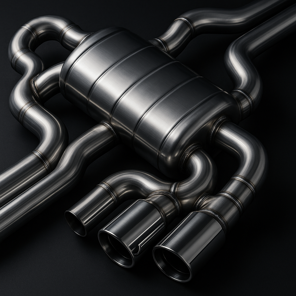 Detailed premium luxury car exhaust system components