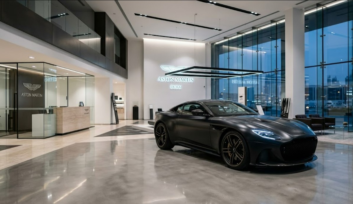 luxury car parked in a clean showroom