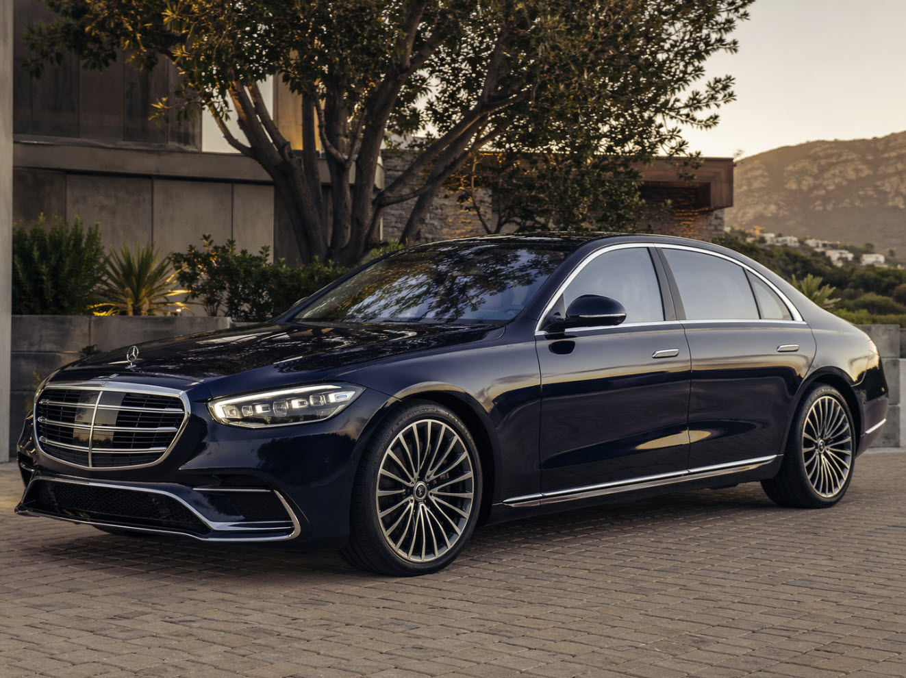 Luxury car parked outdoors showing premium exterior details